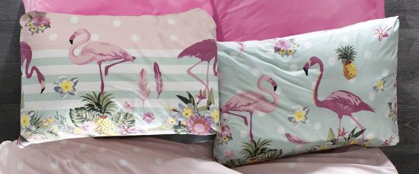 DIMcol ΜΑΞΙΛΑΡΟΘΗΚΗ ΕΜΠΡΙΜΕ ΕΝΗΛ Flannel Cotton 100% 50Χ70 Flamingo 294 Pink-Green