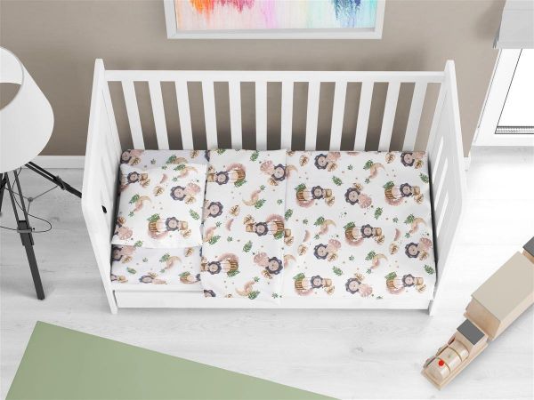 Κατωσέντονο Με Λάστιχο bebe Lion 532 0,70X1,40X0,15 Beige 100% Cotton