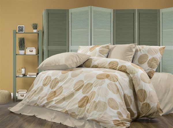 Σεντόνια Εμπριμέ Σετ 4 τεμ Κοραλία 465 240X270 Beige 70/30 Cott/Pol