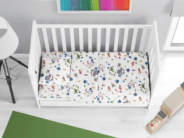 Σεντόνια Εμπριμέ Σετ 3 τεμ bebe Nemo 31 120X160 White 100% Cotton Flannel