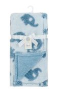 Κουβέρτα Sherpa Jacquard bebe Elephant 08 75X100 Sky Blue 100% Polyester